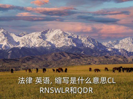  法律 英語, 縮寫是什么意思CLRNSWLR和QDR