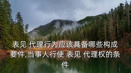 表見代理的構(gòu)成要件