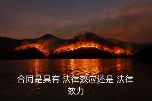  合同是具有 法律效應(yīng)還是 法律 效力
