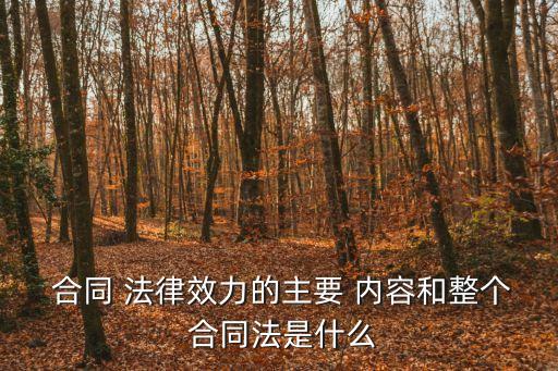  合同 法律效力的主要 內容和整個 合同法是什么
