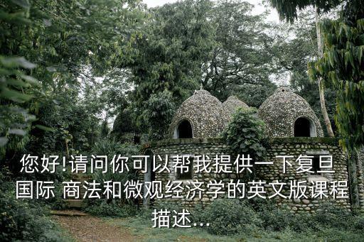 您好!請(qǐng)問(wèn)你可以幫我提供一下復(fù)旦 國(guó)際 商法和微觀經(jīng)濟(jì)學(xué)的英文版課程描述...