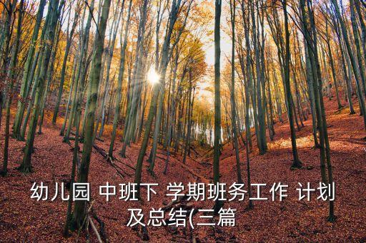 中班下學期班級工作計劃