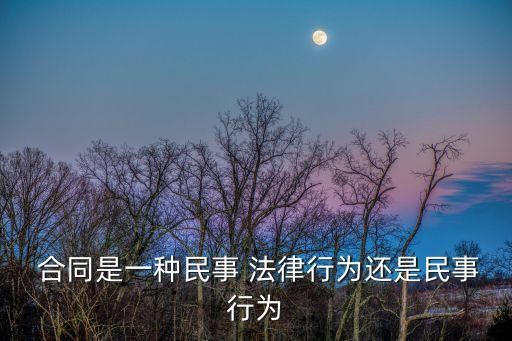  合同是一種民事 法律行為還是民事行為