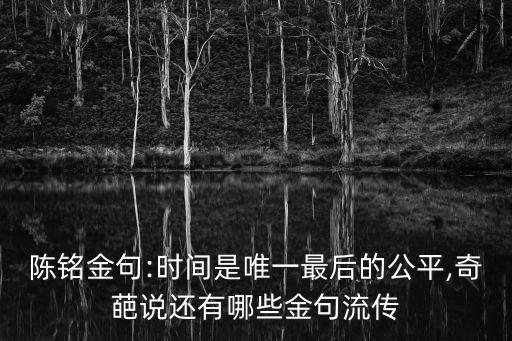 陳銘金句:時(shí)間是唯一最后的公平,奇葩說(shuō)還有哪些金句流傳