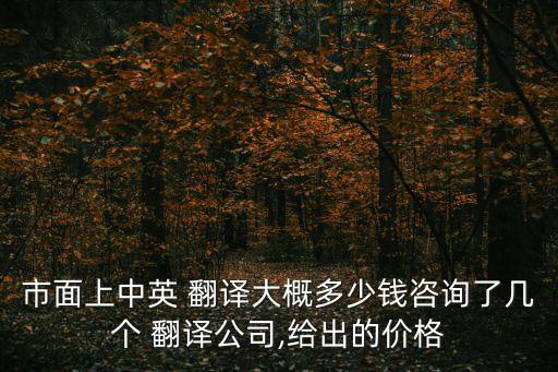 市面上中英 翻譯大概多少錢咨詢了幾個 翻譯公司,給出的價格