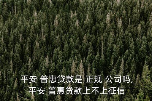  平安 普惠貸款是 正規(guī) 公司嗎, 平安 普惠貸款上不上征信