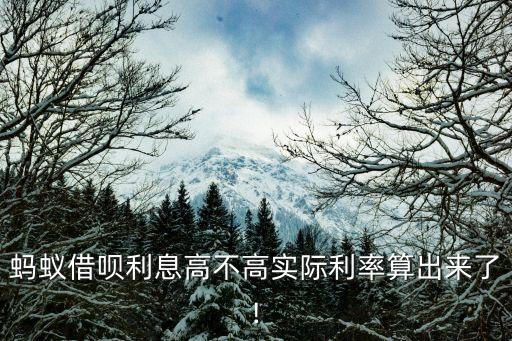螞蟻借唄利息高不高實際利率算出來了!