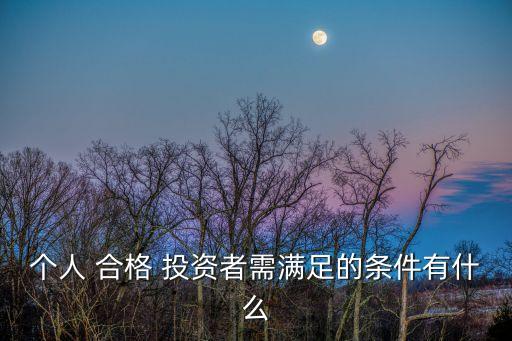 個(gè)人 合格 投資者需滿足的條件有什么
