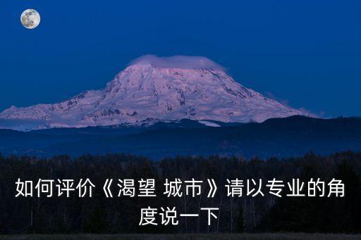 如何評價(jià)《渴望 城市》請以專業(yè)的角度說一下