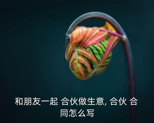 和朋友一起 合伙做生意, 合伙 合同怎么寫