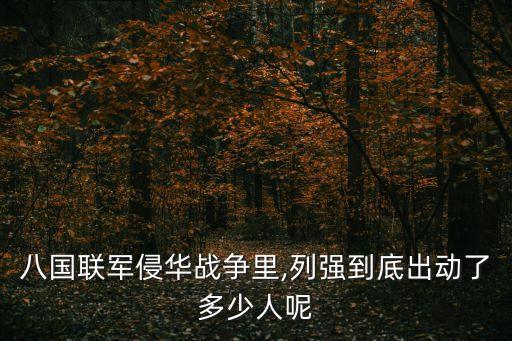 八國聯(lián)軍侵華戰(zhàn)爭里,列強到底出動了多少人呢