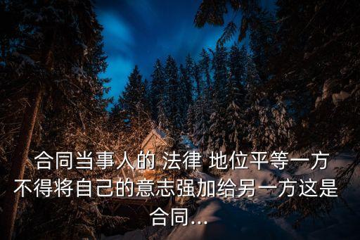 合同主體具有什么法律地位,主體合同