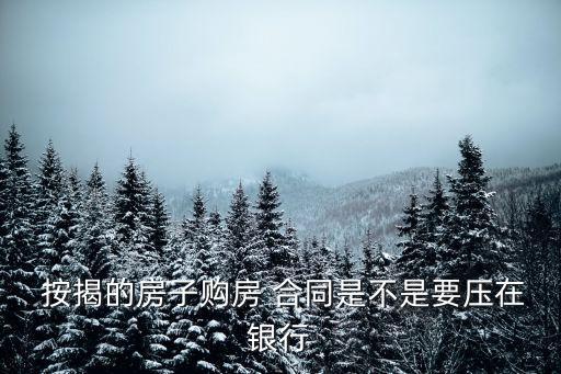  按揭的房子購(gòu)房 合同是不是要壓在銀行