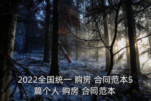 2022全國統(tǒng)一 購房 合同范本5篇個人 購房 合同范本