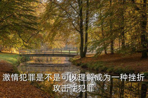 激情犯罪是不是可以理解成為一種挫折攻擊性犯罪