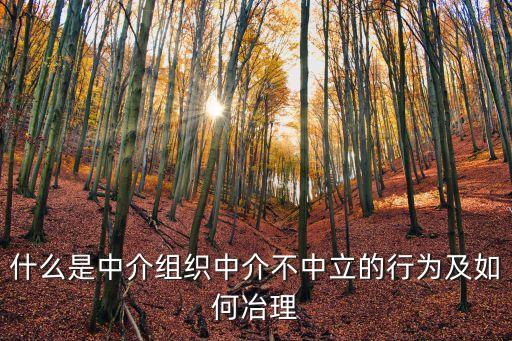 什么是中介組織中介不中立的行為及如何冶理