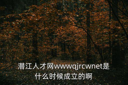 潛江人才網(wǎng)wwwqjrcwnet是什么時(shí)候成立的啊