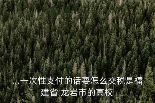 ...一次性支付的話要怎么交稅是福建省 龍巖市的高校