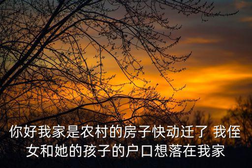 你好我家是農(nóng)村的房子快動遷了 我侄女和她的孩子的戶口想落在我家