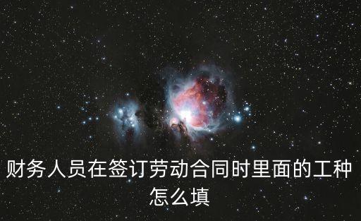 財務(wù)人員在簽訂勞動合同時里面的工種怎么填