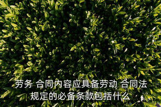  勞務(wù) 合同內(nèi)容應(yīng)具備勞動(dòng) 合同法規(guī)定的必備條款包括什么
