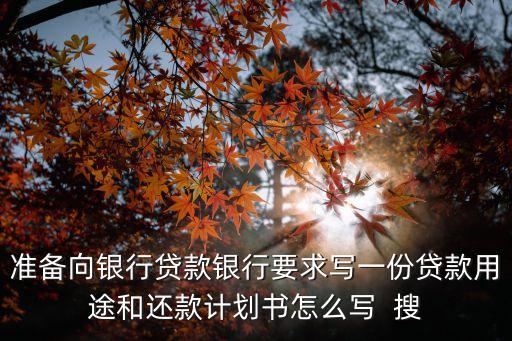 準備向銀行貸款銀行要求寫一份貸款用途和還款計劃書怎么寫  搜