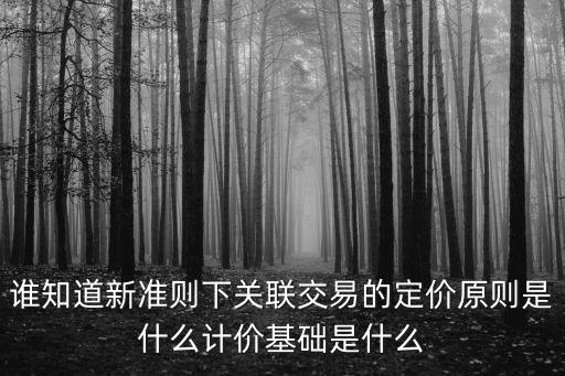 誰知道新準則下關聯(lián)交易的定價原則是什么計價基礎是什么