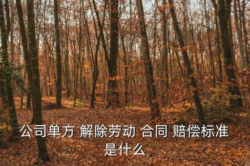 公司單方 解除勞動 合同 賠償標準是什么