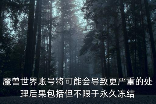 魔獸世界賬號(hào)將可能會(huì)導(dǎo)致更嚴(yán)重的處理后果包括但不限于永久凍結(jié)