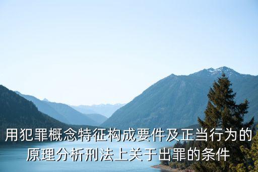 用犯罪概念特征構(gòu)成要件及正當(dāng)行為的原理分析刑法上關(guān)于出罪的條件