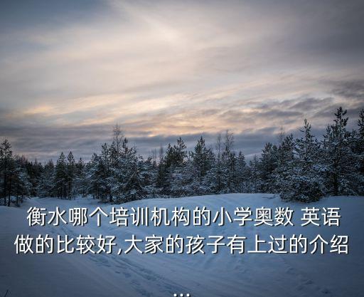  衡水哪個(gè)培訓(xùn)機(jī)構(gòu)的小學(xué)奧數(shù) 英語做的比較好,大家的孩子有上過的介紹...