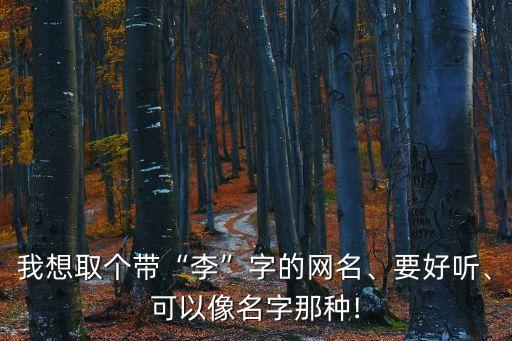 我想取個(gè)帶“李”字的網(wǎng)名、要好聽(tīng)、可以像名字那種!