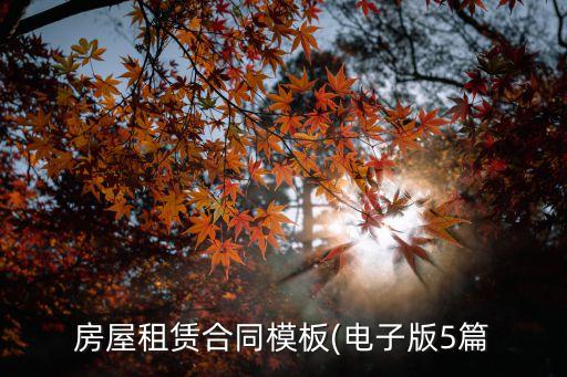 房屋租賃合同模板(電子版5篇