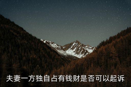 夫妻一方獨(dú)自占有錢(qián)財(cái)是否可以起訴