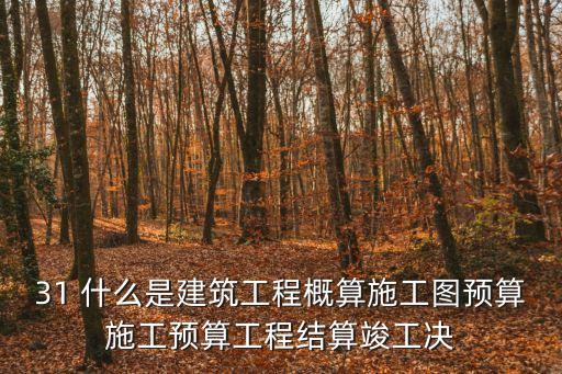 工程概算，31 什么是建筑工程概算施工圖預算施工預算工程結算竣工決