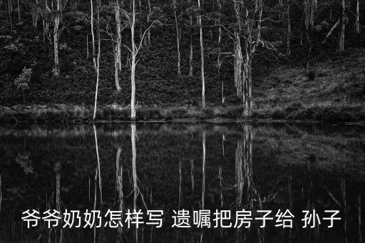 爺爺奶奶怎樣寫 遺囑把房子給 孫子
