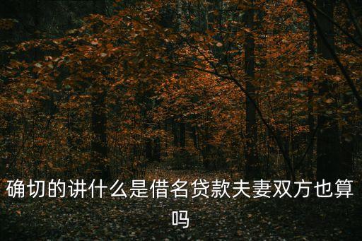 借名貸款，確切的講什么是借名貸款夫妻雙方也算嗎