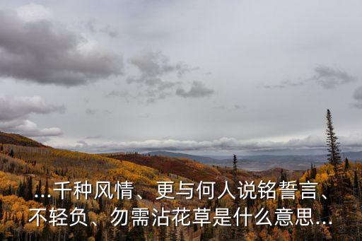 ...千種風(fēng)情、更與何人說(shuō)銘誓言、不輕負(fù)、勿需沾花草是什么意思...