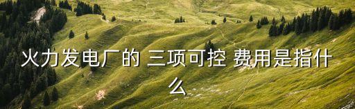 火力發(fā)電廠的 三項(xiàng)可控 費(fèi)用是指什么
