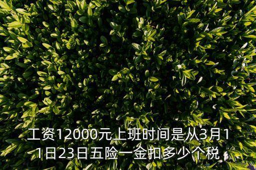 五險(xiǎn)一金稅后工資計(jì)算器，工資12000元上班時(shí)間是從3月11日23日五險(xiǎn)一金扣多少個(gè)稅