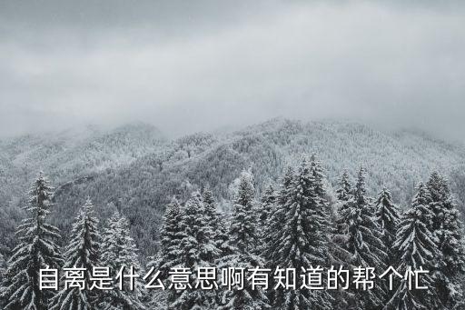自離，自離是什么意思啊有知道的幫個(gè)忙