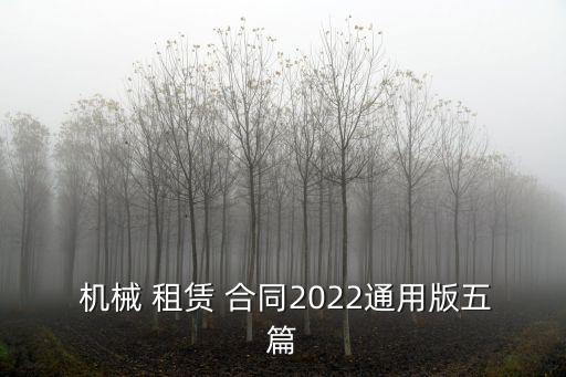  機(jī)械 租賃 合同2022通用版五篇