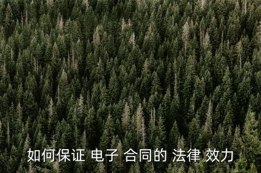 電子合同怎樣才具有法律效力呢