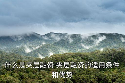 什么是夾層融資 夾層融資的適用條件和優(yōu)勢