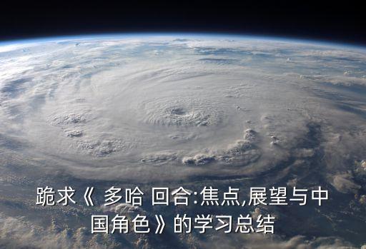 跪求《 多哈 回合:焦點(diǎn),展望與中國(guó)角色》的學(xué)習(xí)總結(jié)