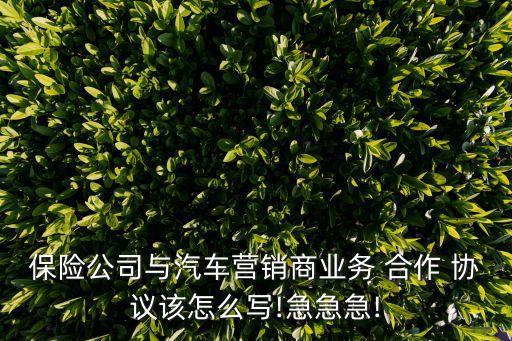 保險(xiǎn)公司與汽車營(yíng)銷商業(yè)務(wù) 合作 協(xié)議該怎么寫!急急急!