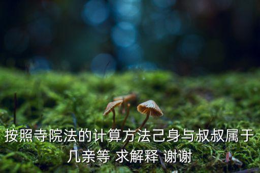 按照寺院法的計算方法己身與叔叔屬于幾親等 求解釋 謝謝