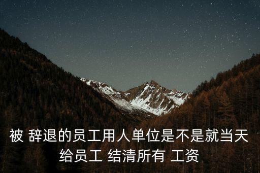 被 辭退的員工用人單位是不是就當(dāng)天給員工 結(jié)清所有 工資