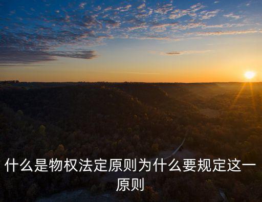 什么是物權(quán)法定原則為什么要規(guī)定這一原則