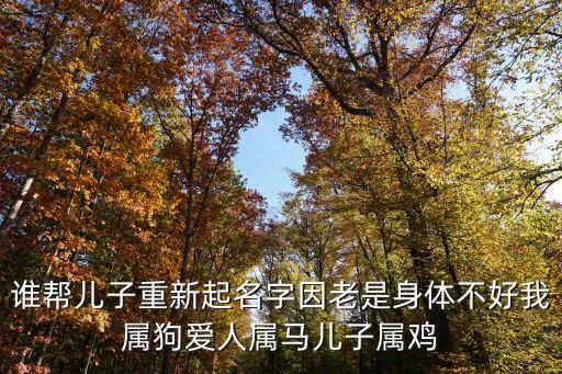 誰幫兒子重新起名字因老是身體不好我屬狗愛人屬馬兒子屬雞